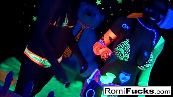 Sizzling Blacklight Lesbian Encounter With Romi Rain & Dani