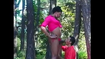 Tall Ebony Shemale Vinicius Loves Getting Drilled By A White Stud In The Woods
