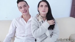 Tiny Wife Nicole Black Thrills Riding Cock While Hubby Watches