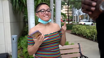 Geeky Glasses Buzz Cut Beauty Takes A Massive Black Cock